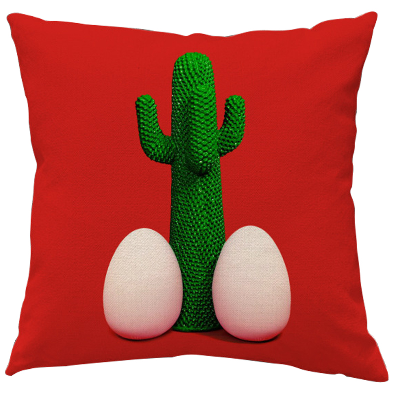 Декоративная подушка Seletti Cushion God Cactus Красный Зеленый Белый в Уфе | Loft Concept 