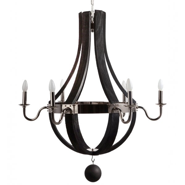 Люстра RH Wine Barrel chandelier Polished nickel Черный в Уфе | Loft Concept 