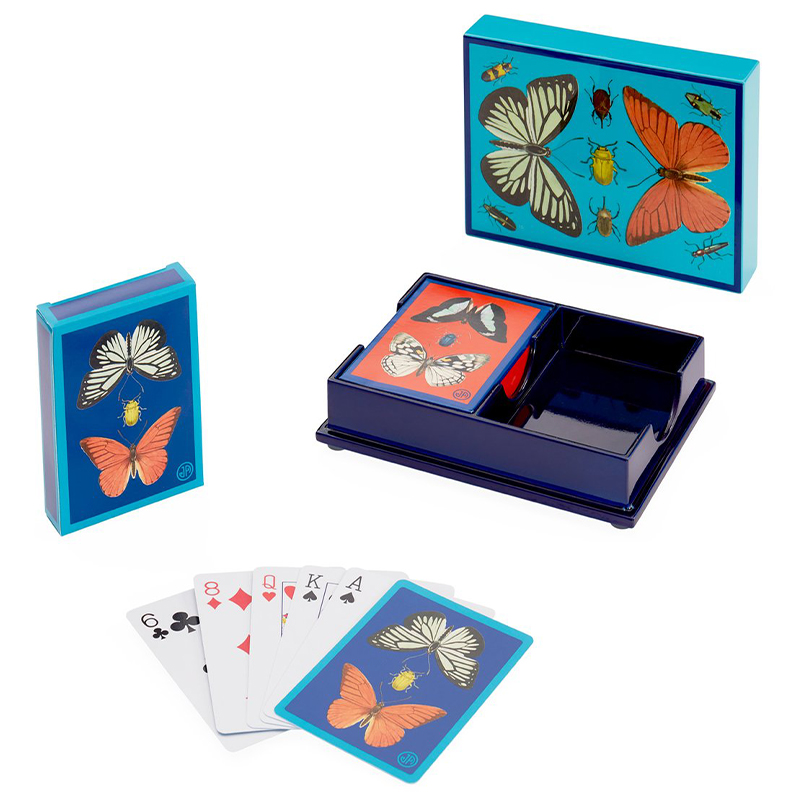 Игральные карты BOTANIST LACQUER CARD SET  Jonathan Adler Синий Голубой Мульти в Уфе | Loft Concept 