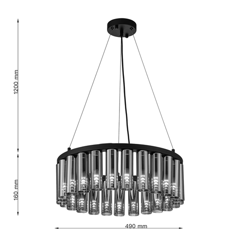 Люстра со стеклянными цилиндрическими плафонами Luminous Cylinders Smoky Round в Уфе