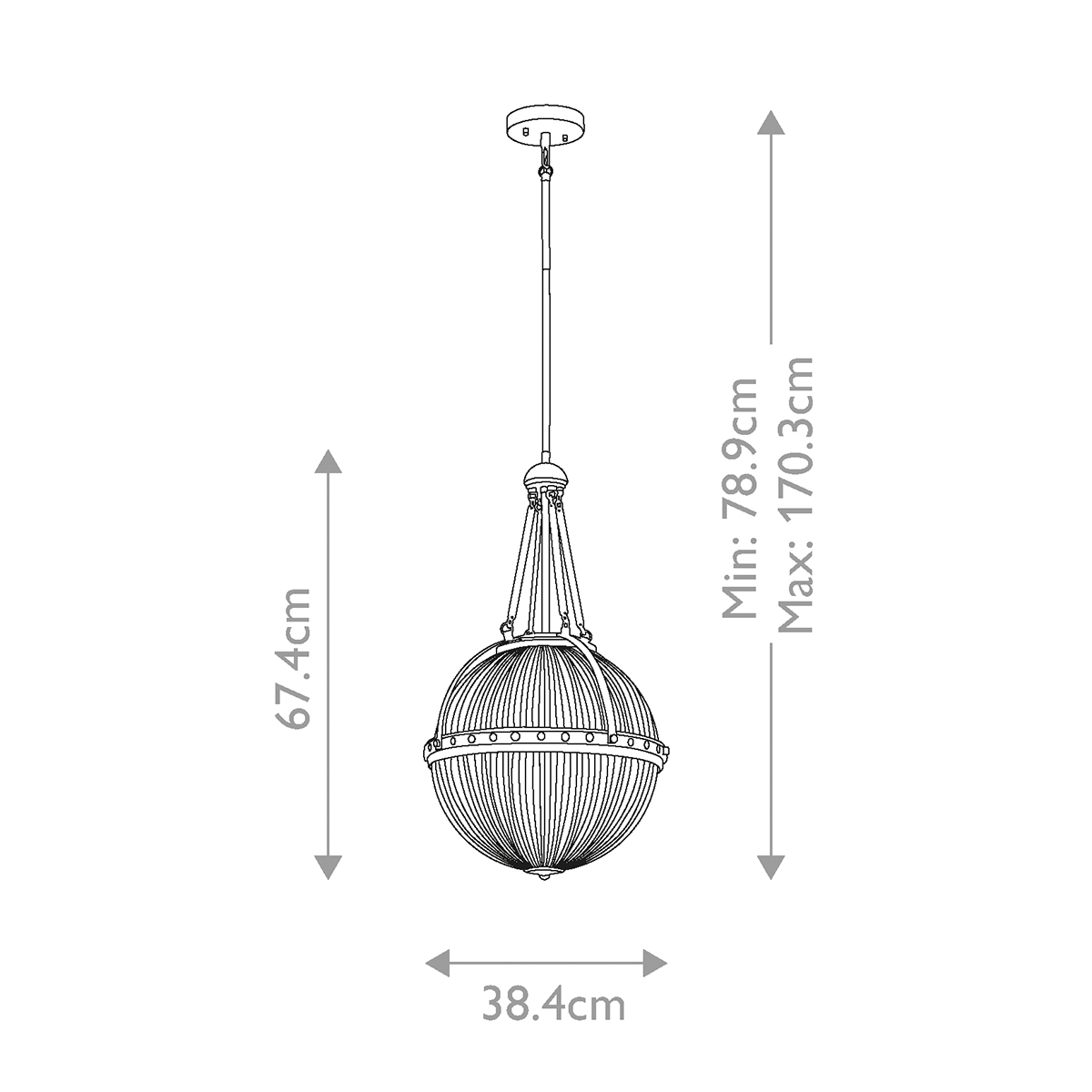 Подвесной светильник с рифленым стеклянным плафоном в форме шара Kichler в Уфе