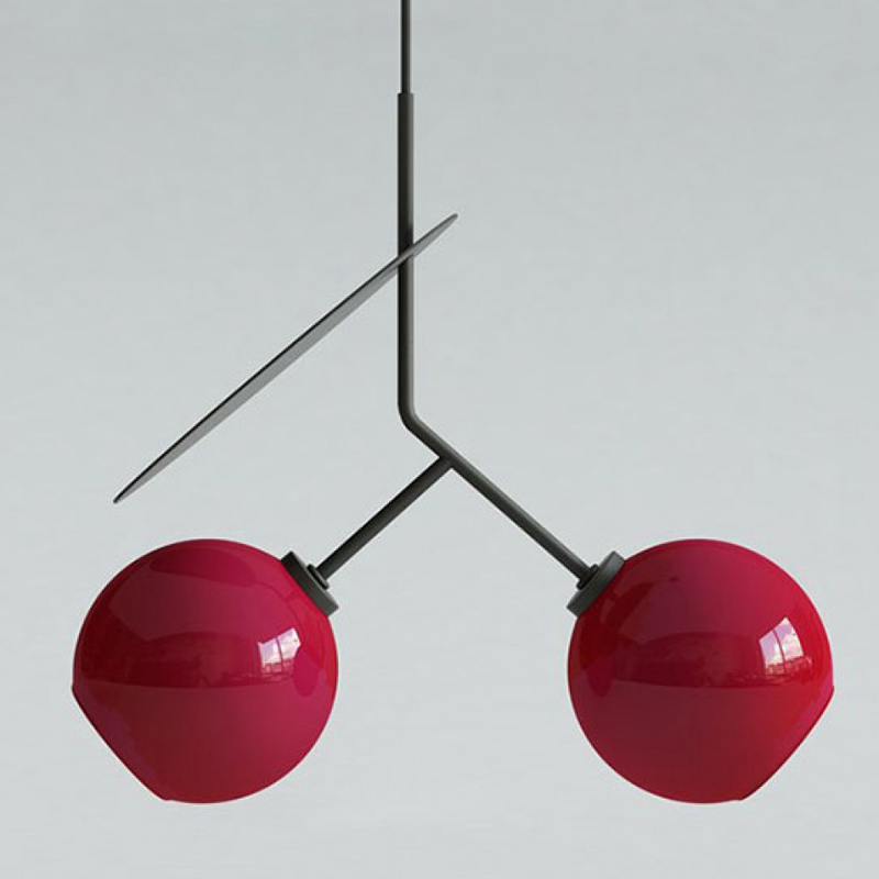 Подвесной светильник Cherry Pendant Double Red Красный Черный в Уфе | Loft Concept 