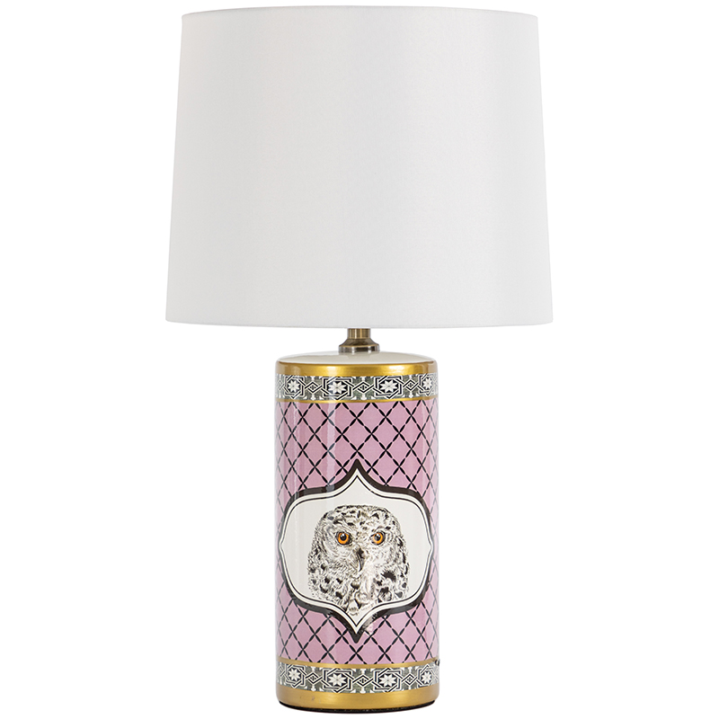 Настольная лампа Owl Collection Pink Lampshade Белый Розовый Черно-белый Золотой в Уфе | Loft Concept 