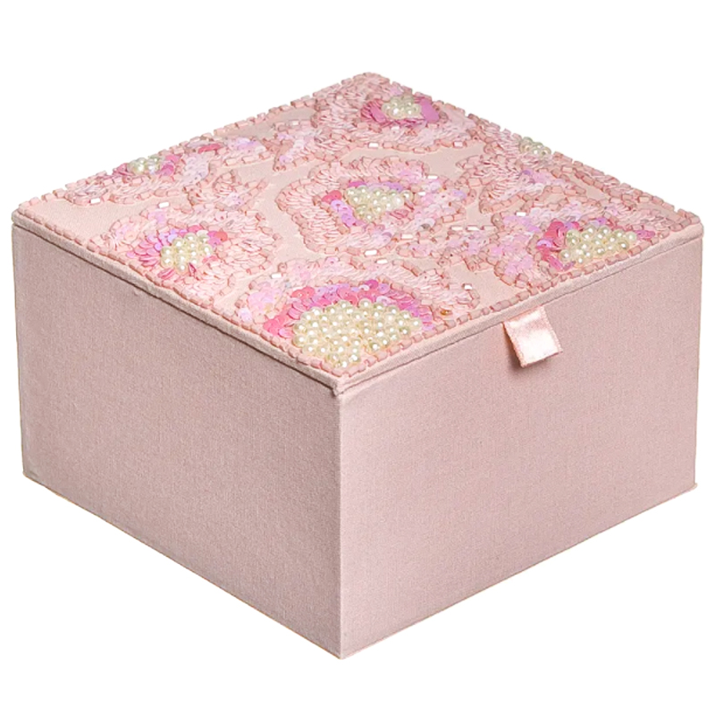 Шкатулка с вышивкой из бисера Fleur Beads Embroidery Box Розовый в Уфе | Loft Concept 