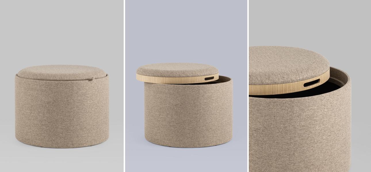 Пуф-столик с ящиком рогожка бежевый Bianca - фото №1