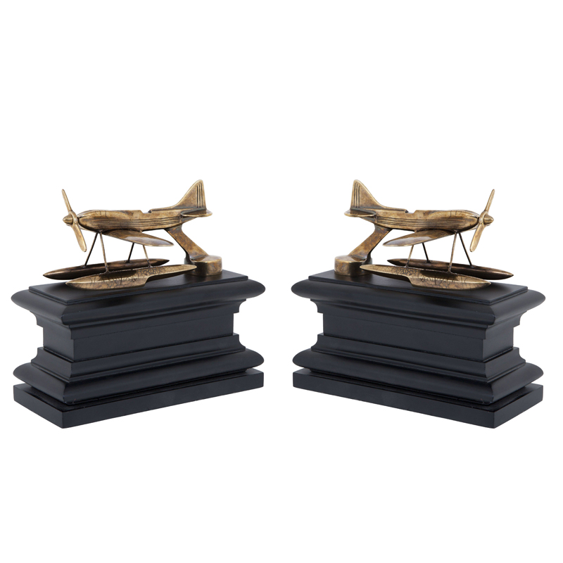 Держатель для книг Eichholtz Bookend Hydroplane set of 2 brass Латунь Античная полированная Черный в Уфе | Loft Concept 