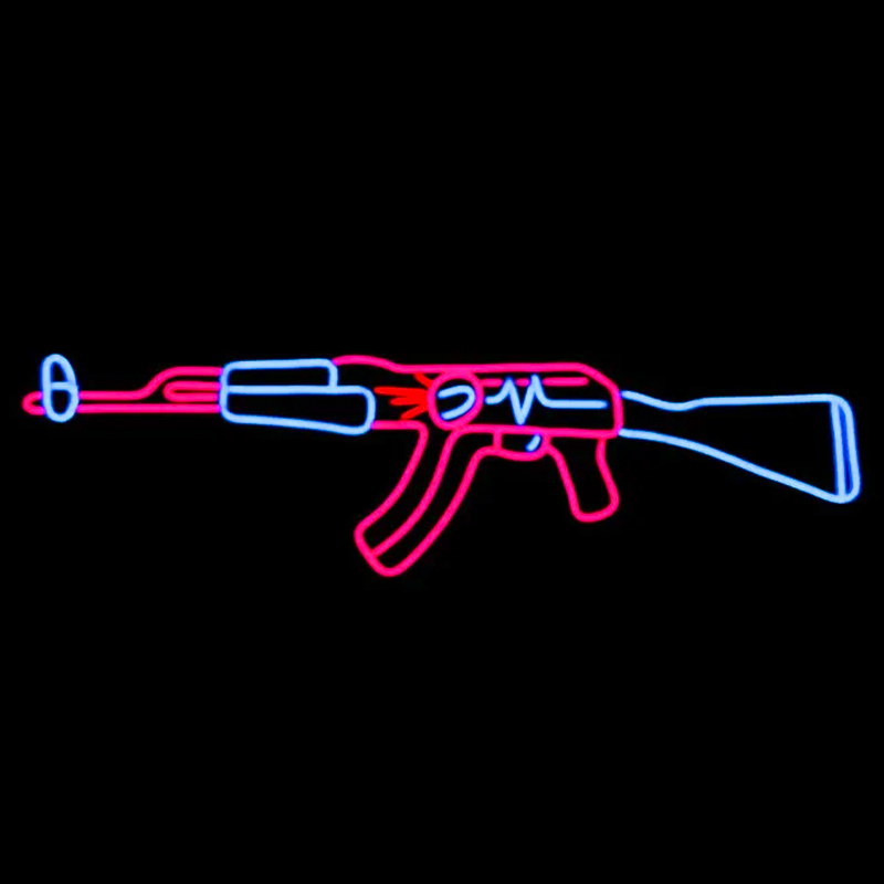 Неоновая настенная лампа Machine Gun Neon Wall Lamp Прозрачный Розовый Голубой в Уфе | Loft Concept 