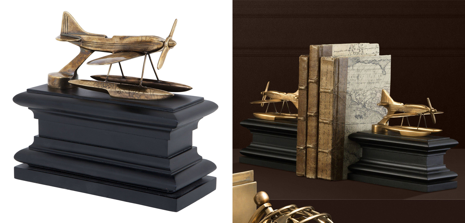 Держатель для книг Eichholtz Bookend Hydroplane set of 2 brass - фото