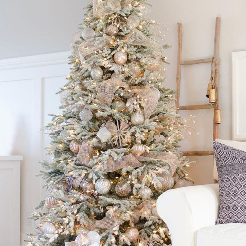 Дизайнерская Ель с Нежно-Розовым Декором Премиум Christmas Tree Pink and Silver Розовый пастельный Серебряный в Уфе | Loft Concept 