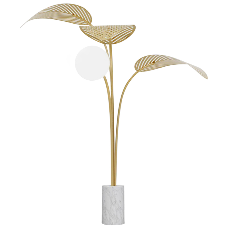 Торшер Palm Tree Light One Floor Lamp Золотой Белый Белый Мрамор Bianco в Уфе | Loft Concept 