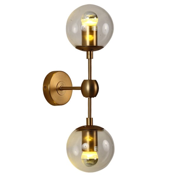 Бра Modo Sconce 2 Globes Gold Золотой Янтарь (Amber) Прозрачное Стекло в Уфе | Loft Concept 