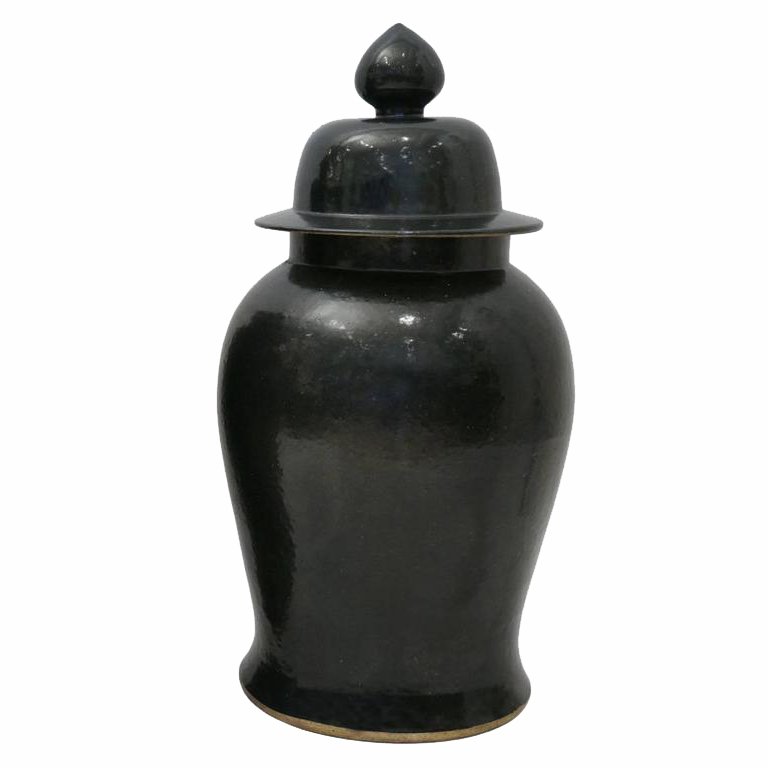 Ваза Black Ceramic Chinese Jars with Lids Черный в Уфе | Loft Concept 