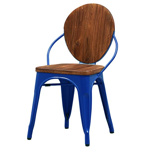 Стул Tolix chair Wooden Blue Дуб темный Синий в Уфе | Loft Concept 