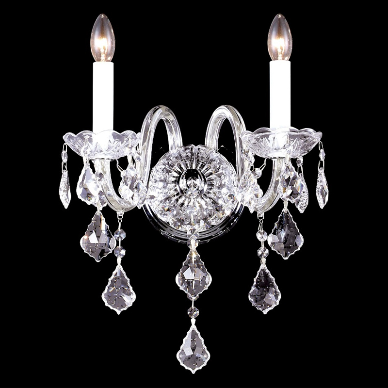 Бра в классическом стиле с 2-мя лампами и хрустальными подвесками Crystal lamps Хром Прозрачное Стекло Бра в классическом стиле с 2-мя лампами и хрустальными подвесками Crystal lamps Хром Прозрачное Стекло в Уфе | Loft Concept