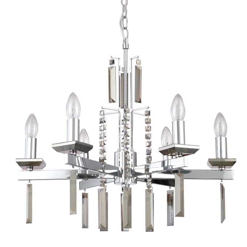 Люстра Vivien Crystal Chrome Chandelier 6 Хром Серый в Уфе | Loft Concept 