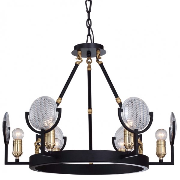 Люстра RH Gaslight Lens Chandelier 6 Черный в Уфе | Loft Concept 