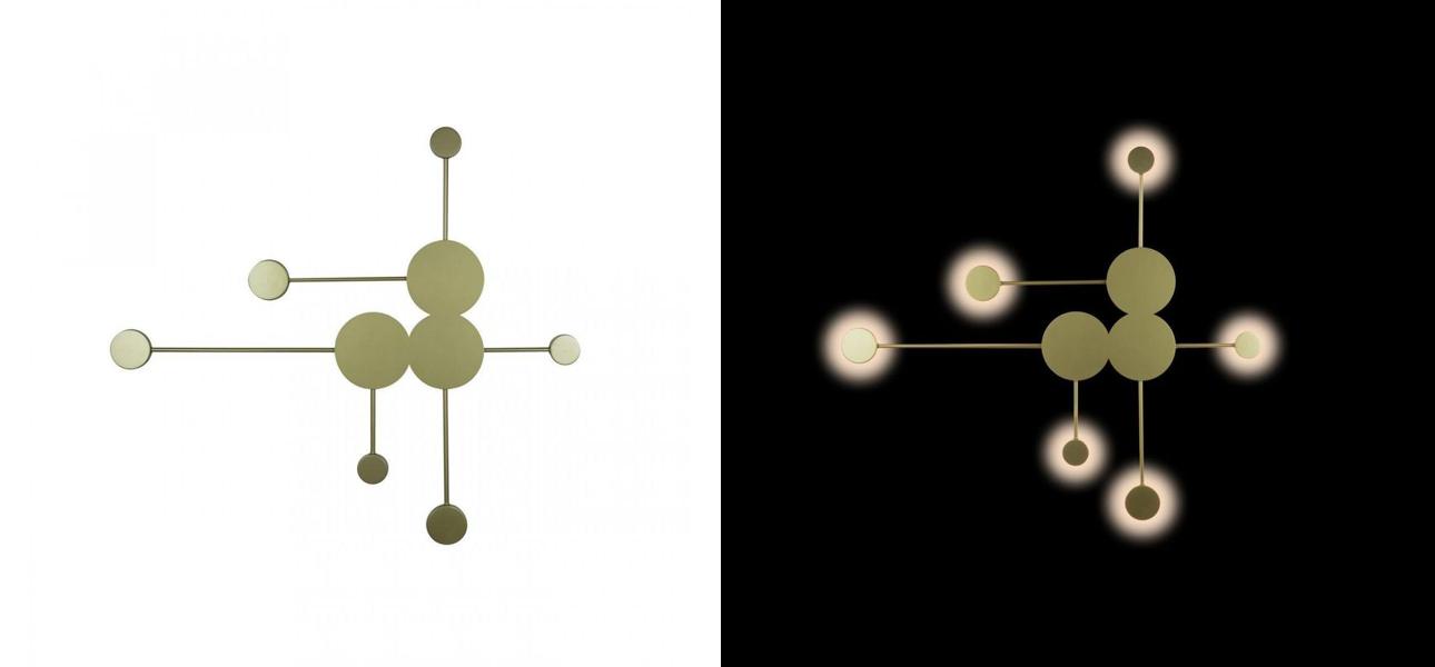 Бра Лофт Vibia Pin Wall Light 6 плафонов Золотой матовый цвет - фото