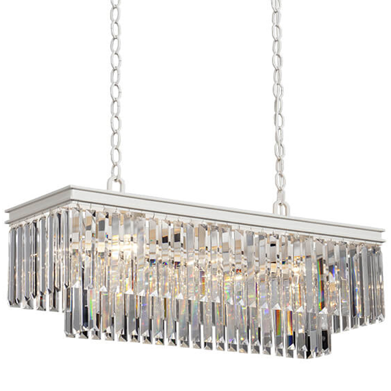 Люстра RH 1920s Odeon Clear Glass Rectangular Chandelier  White iron Длина 80 Белый Прозрачное Стекло в Уфе | Loft Concept 