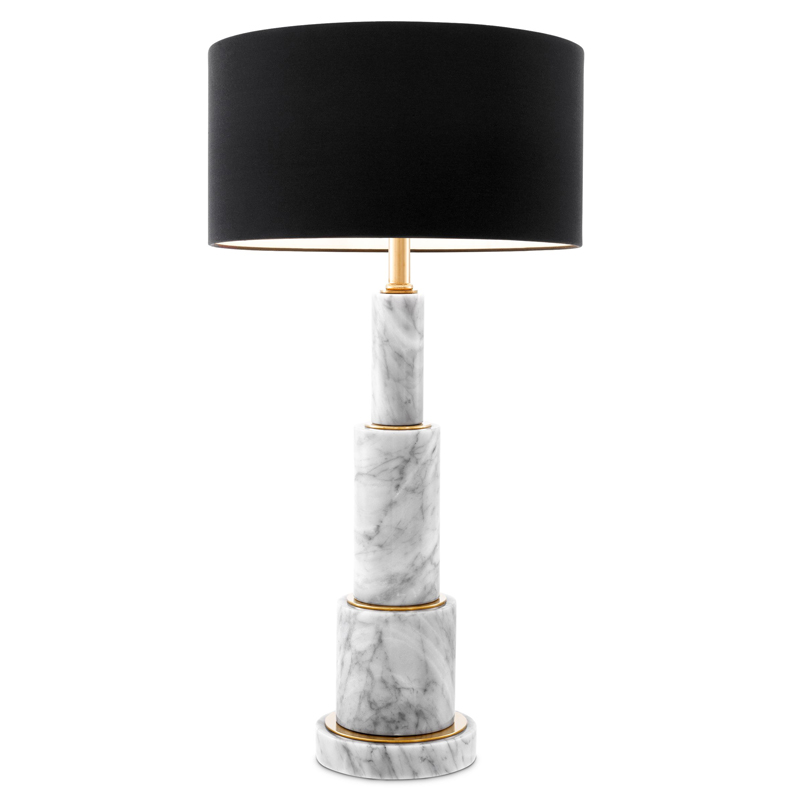 Настольная лампа Eichholtz Table Lamp Dax Белый Мрамор Bianco Черный Глянцевое золото в Уфе | Loft Concept 