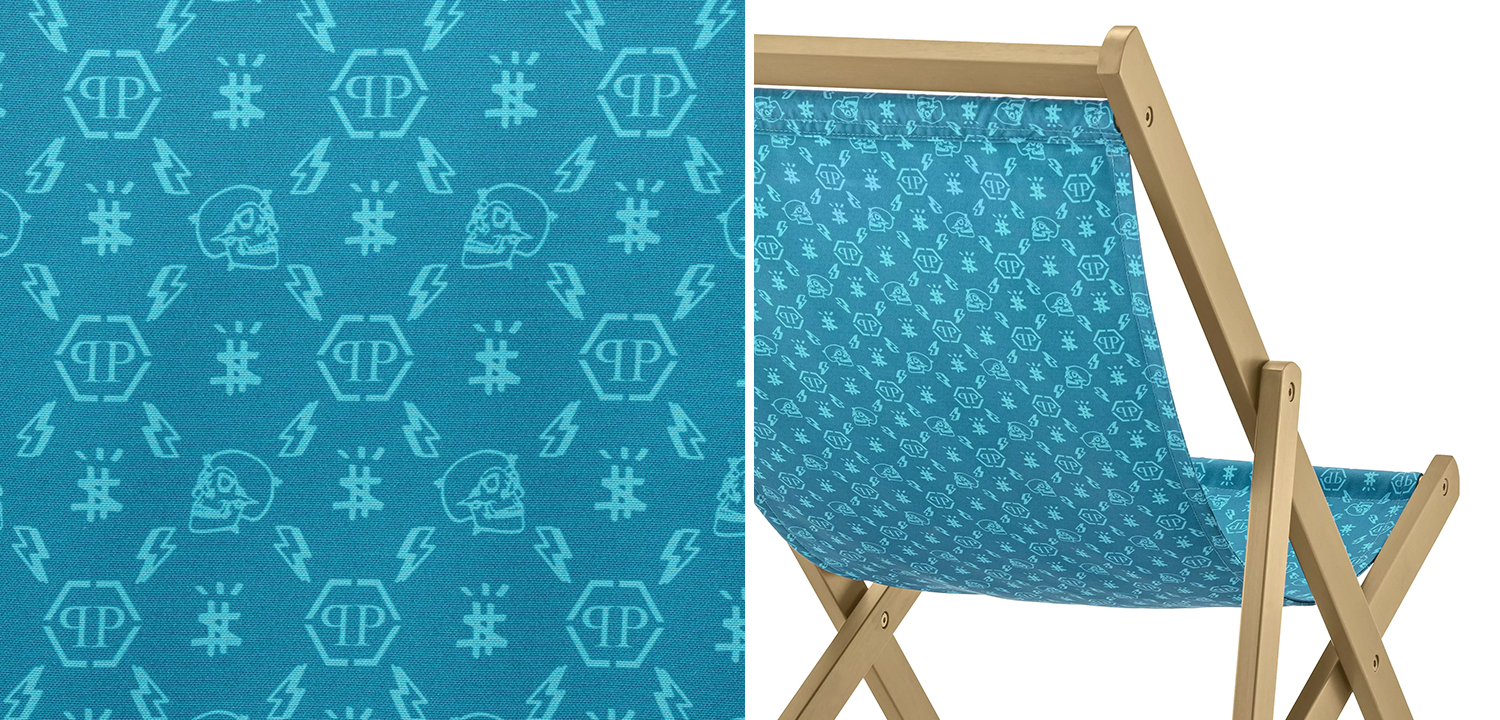 Кресло Philipp Plein Deck Chair Голубое - фото №1