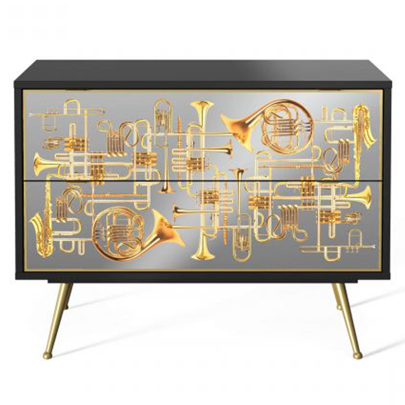 Комод Seletti Chest of Two Drawers Trumpets Золотой Черный Золотой Шампань в Уфе | Loft Concept 