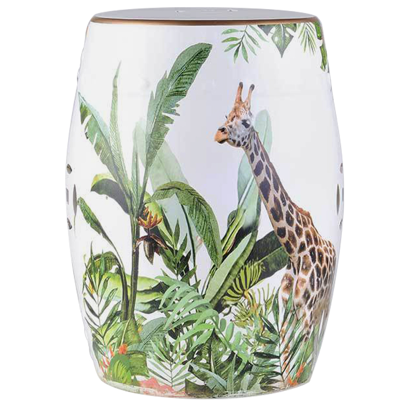 Керамический табурет Giraffe Tropical Animal Ceramic Stool White Белый Зеленый Коричневый в Уфе | Loft Concept 