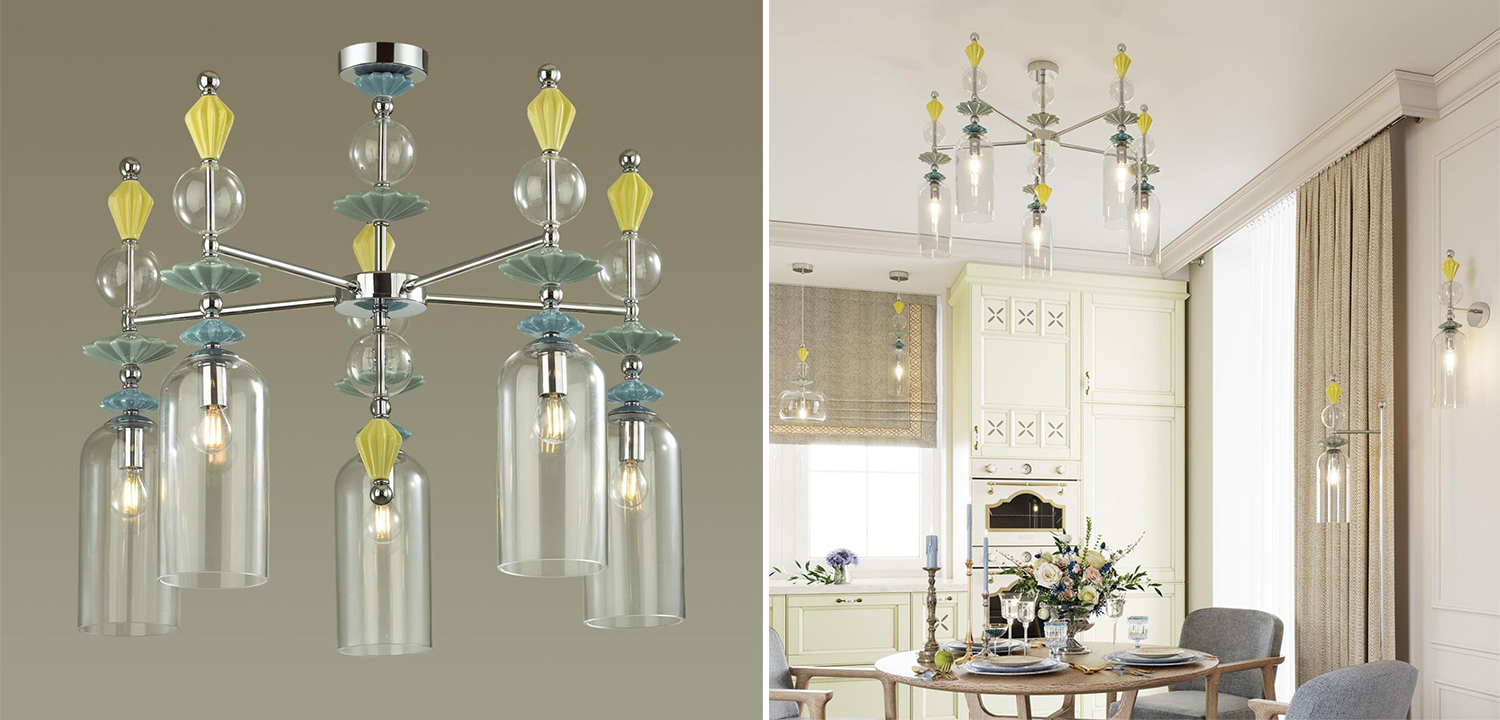 Люстра Iris Glass Chandelier candy 5 chrome - фото