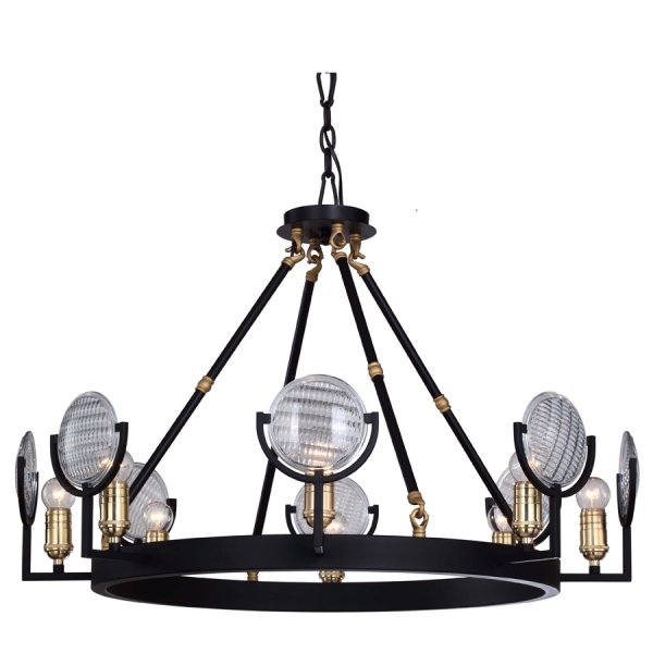 Люстра RH Gaslight Lens Chandelier 8 Черный в Уфе | Loft Concept 