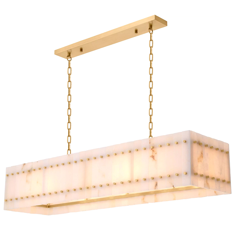 Люстра Eichholtz Chandelier Ruby Rectangular Alabaster Латунь Бежевый Белый Мрамор Bianco в Уфе | Loft Concept 