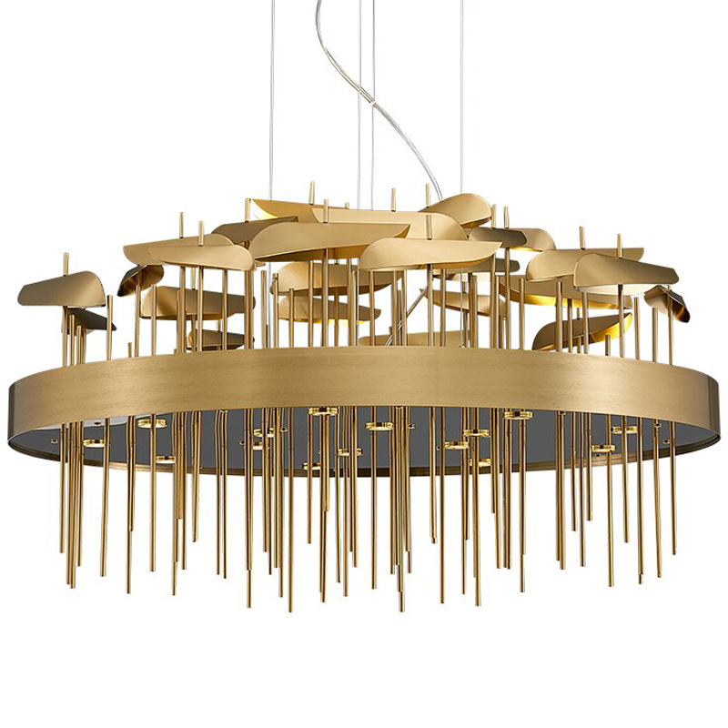 Светодиодная дизайнерская инсталляция ANODINE Perlina Disk Chandelier Золотой в Уфе | Loft Concept 