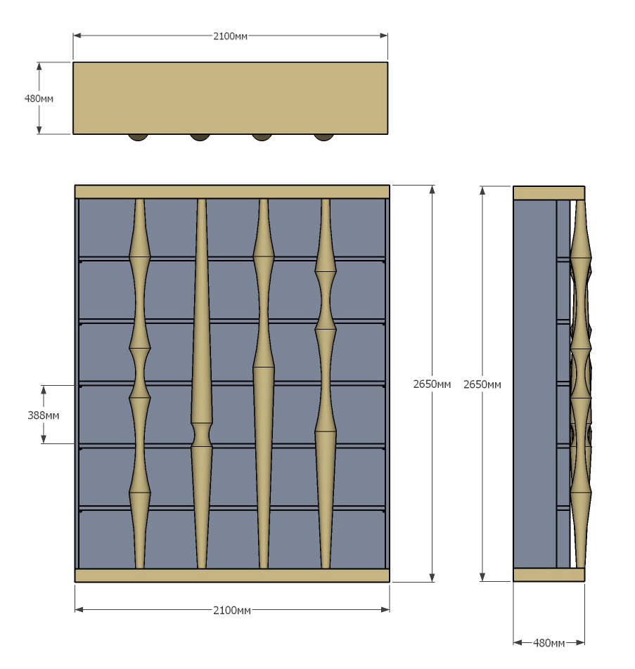 Стеллаж Oak Columns & Blue в Уфе