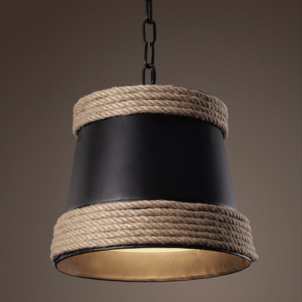 Подвесной светильник Black & Hemp Pendant Lamp Черный в Уфе | Loft Concept 