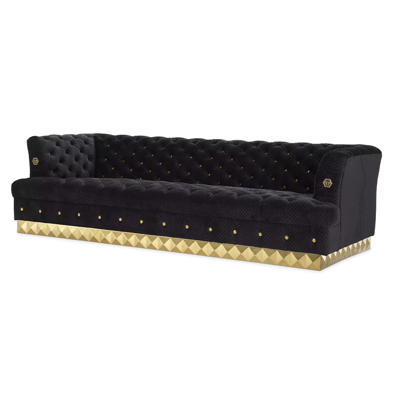 Диван Philipp Plein Sofa Rockstud S Чёрный Черный Золотой в Уфе | Loft Concept 