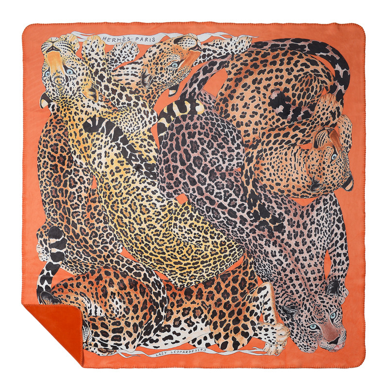 Плед Hermes Leopards Orange Оранжевый Коричневый в Уфе | Loft Concept 