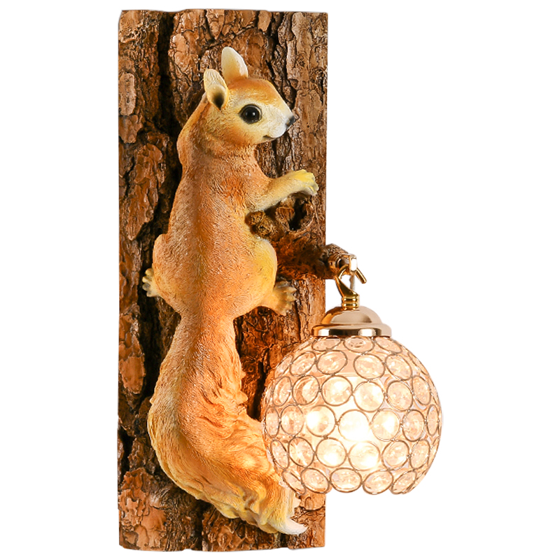 Бра для детской Белка на дереве Squirrel Wall Lamp Коричневый Оранжевый Латунь в Уфе | Loft Concept 