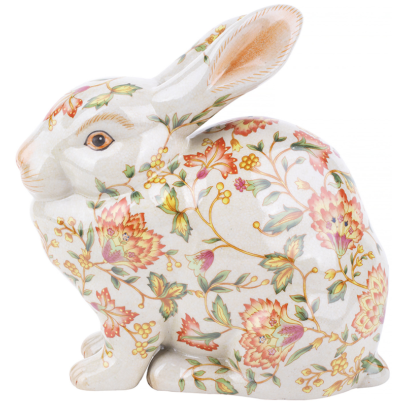 Декоративная статуэтка Porcelain Hare Statuette Белый Мульти Оранжевый Зеленый в Уфе | Loft Concept 