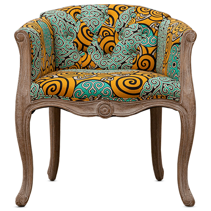 Кресло Yellow and Turquoise Ornament Chair Мульти Бежево-серый в Уфе | Loft Concept 