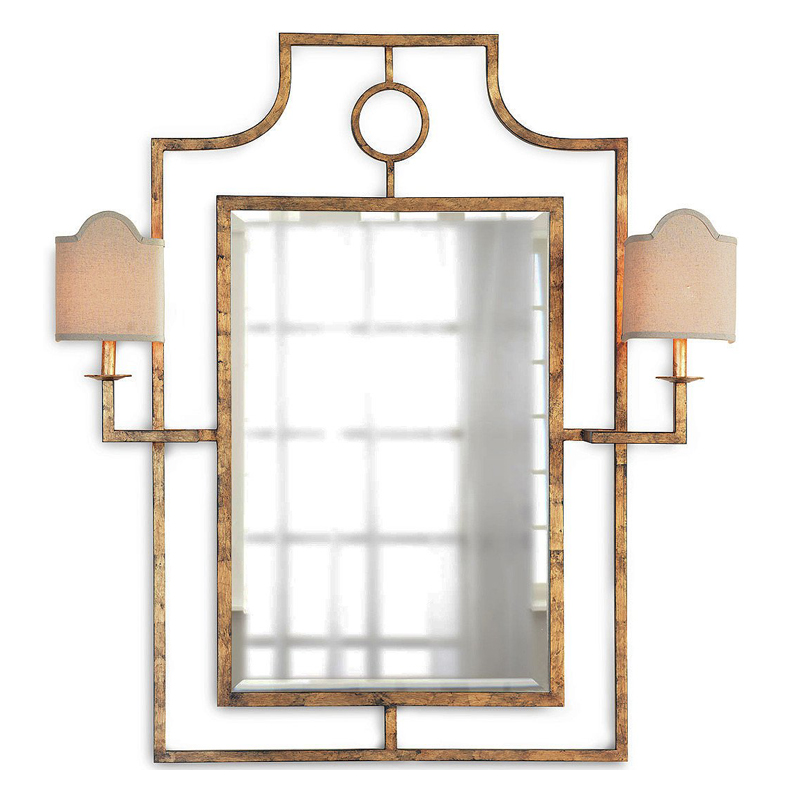 Зеркало с бра Mirror with Sconces Dairile Gold Золотой в Уфе | Loft Concept 