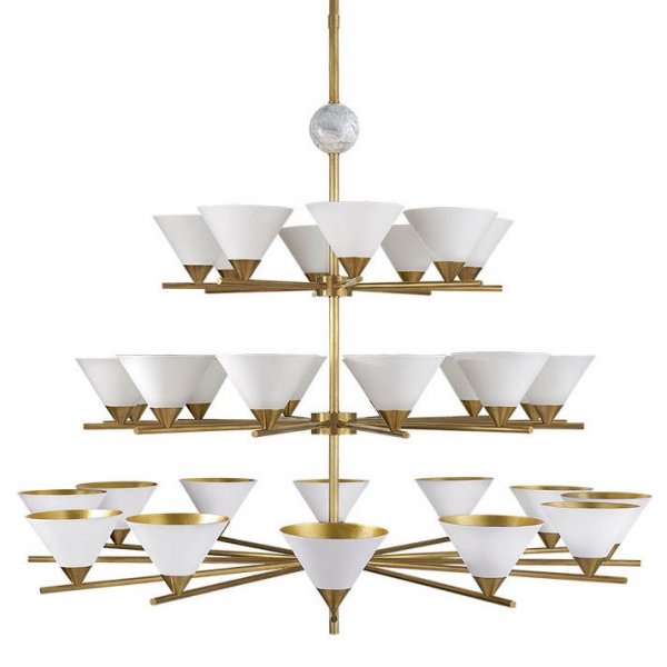 Люстра Cleo Three-tier Chandelier Латунь Белый в Уфе | Loft Concept 