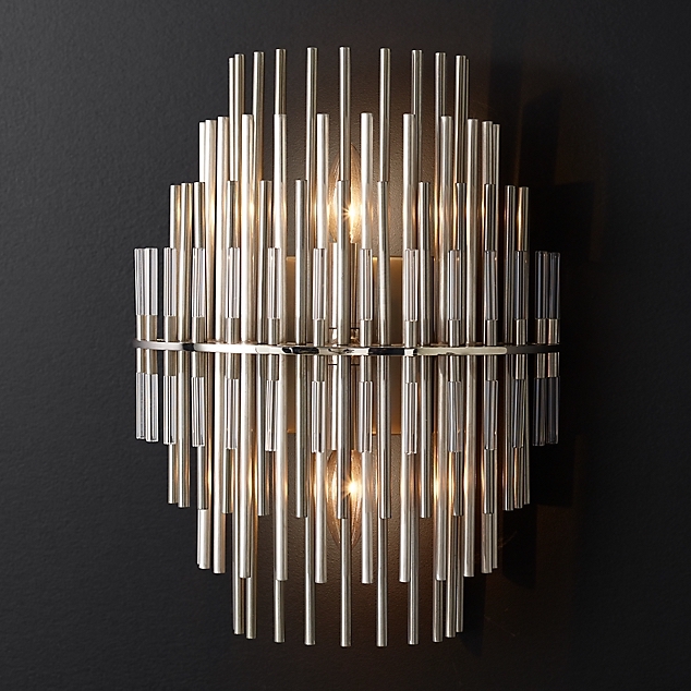 Бра Restoration Hardware Emile Sconce Chrome Прозрачный Латунь Античная полированная Оловянный в Уфе | Loft Concept 