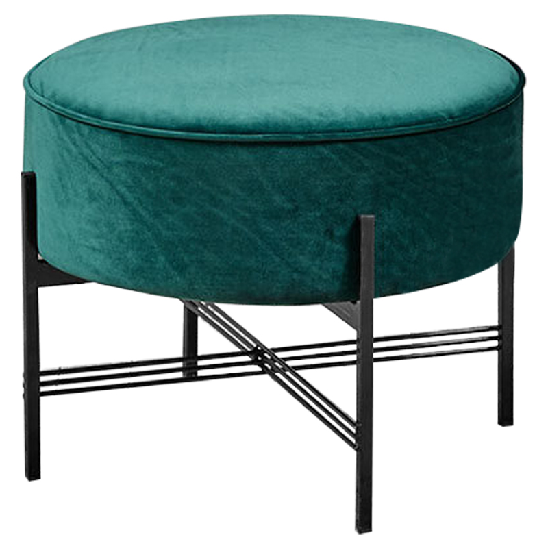 Пуф изумрудного цвета велюровый Sanjay Velour Pouf Emerald Изумрудный Черный в Уфе | Loft Concept 