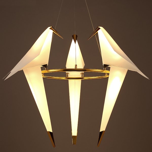 Люстра Origami Bird Chandelier 3 Бежево-серый Золотой в Уфе | Loft Concept 