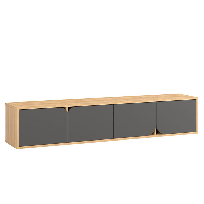 ТВ-тумба подвесная цвета древесины с 4-мя темно-серыми дверцами SPARK TV STAND OAK ANTHRACITE Серый Древесина в Уфе | Loft Concept 