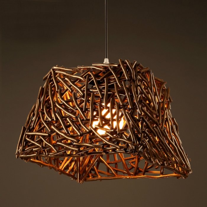 Подвесной светильник Old Wicker Pendant Cub Коричневый в Уфе | Loft Concept 