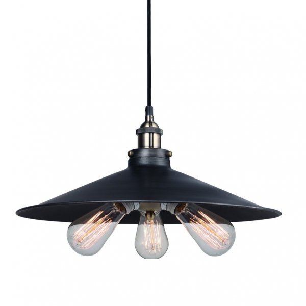 Подвесной светильник 20th C. Factory Filament Metal Triple Pendant Black Черный в Уфе | Loft Concept 