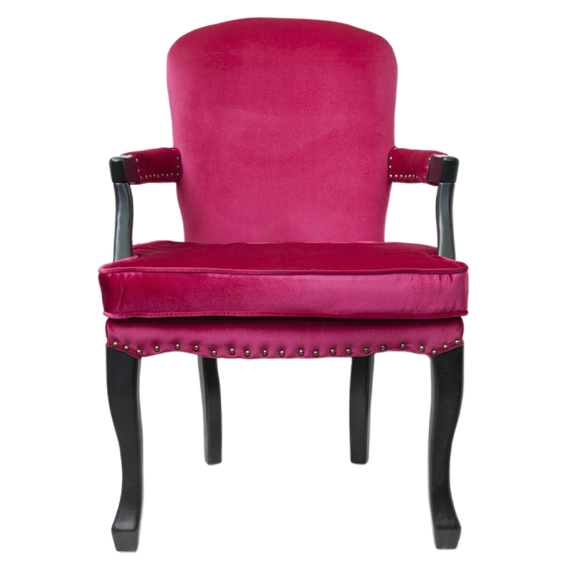 Кресло Aubrey Classical Armchair rose velour Малиновый (Crimson) Черный в Уфе | Loft Concept 