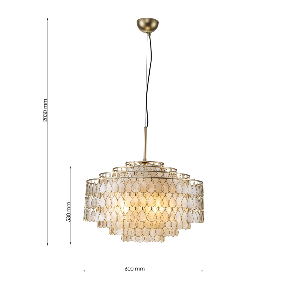 Люстра многоярусная с декором из натуральной морской ракушки Iridescent Light в Уфе