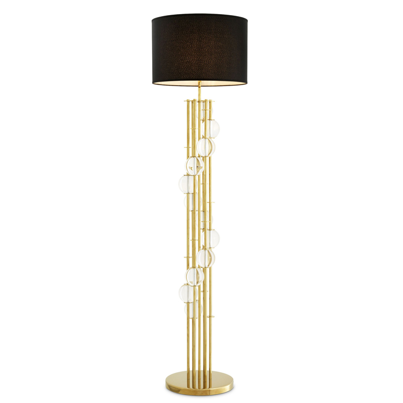 Торшер Eichholtz Floor Lamp Lorenzo Gold & black Глянцевое золото Черный Прозрачный в Уфе | Loft Concept 