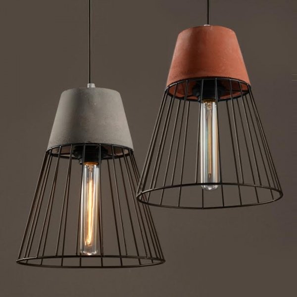 Подвесной светильник Cement Droplight Pendant Light cone Серый Красный Черный в Уфе | Loft Concept 