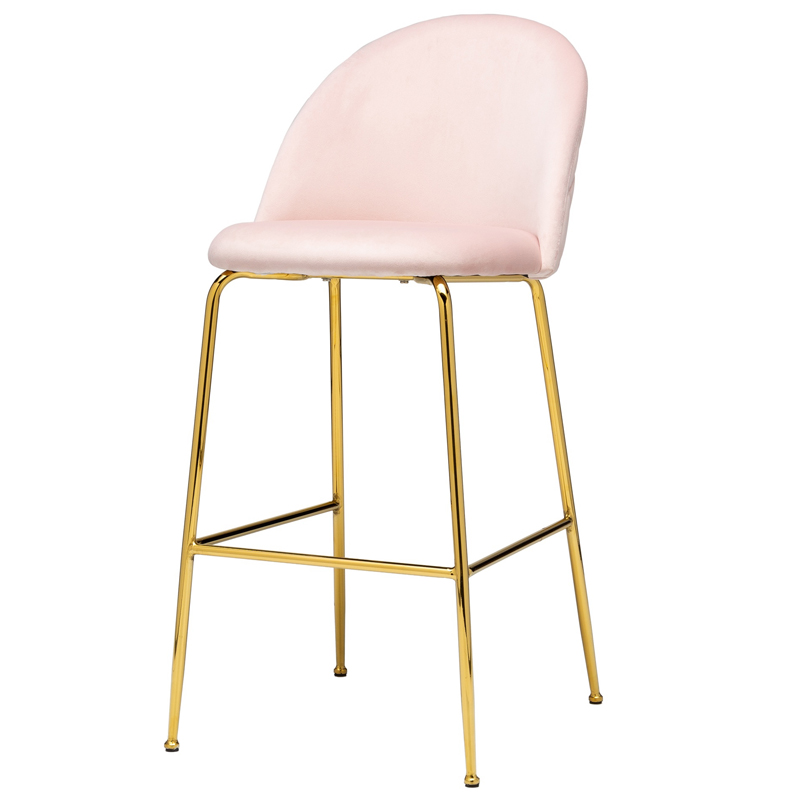 Барный стул Vendramin Bar Stool pink Розовый пастельный Глянцевое золото в Уфе | Loft Concept 